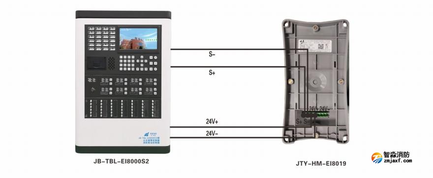 JTY-HM-EI8019型线型光束感烟火灾探测器接线图 JTY-HM-EI8019型线型光束感烟火灾探测器接线图